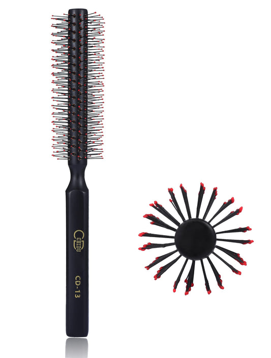 PERFEHAIR Small Round Hair Brush for Blow Drying Short, Thin, Fine Hair, Wooden Styling Blowout Roller Hairbrush with Soft Nylon Bristles, Both for Men & Women, 1.4 Inch