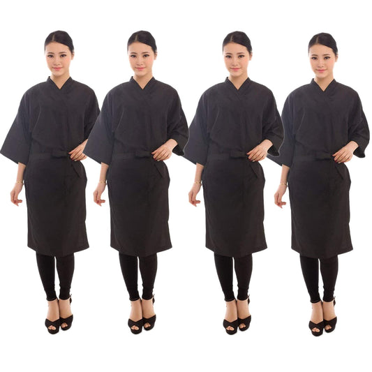 PERFEHAIR Salon Client Gown Robes Cape, Pack of 4, Hairdressing Gown Smock for Hair Stylist to Hair Cutting, Hair Coloring-Black