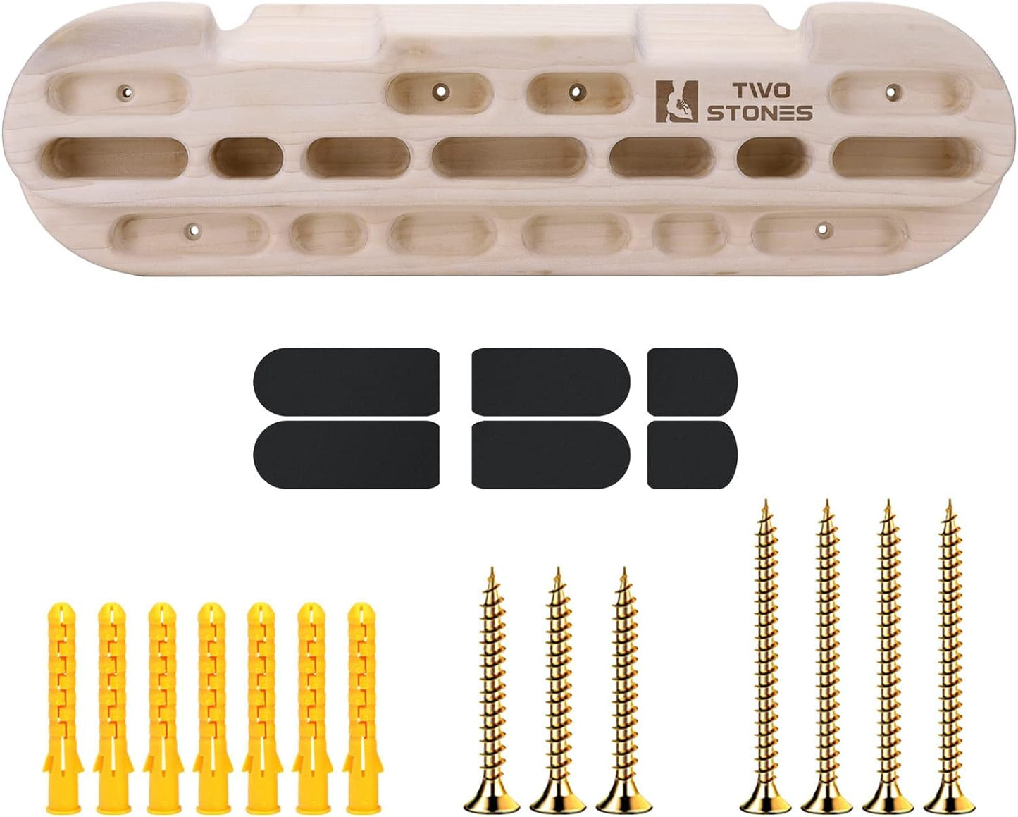 TWO STONES Climbing Hangboard Rock Climbing Training as Climbing Fingerboard with Jugs, Slopes and Edges, Pockets as Door Mounted Training Station Rock Climbing Pull Up Bar