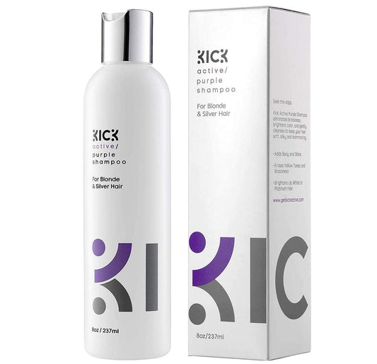 Kick Purple Shampoo for Blonde Hair – Award Winning, Purple Toning Blonde Shampoo Instantly Brightens & Washes Away Brassy Yellow Tones on Blonde, Silver, Grey Hair – 8oz