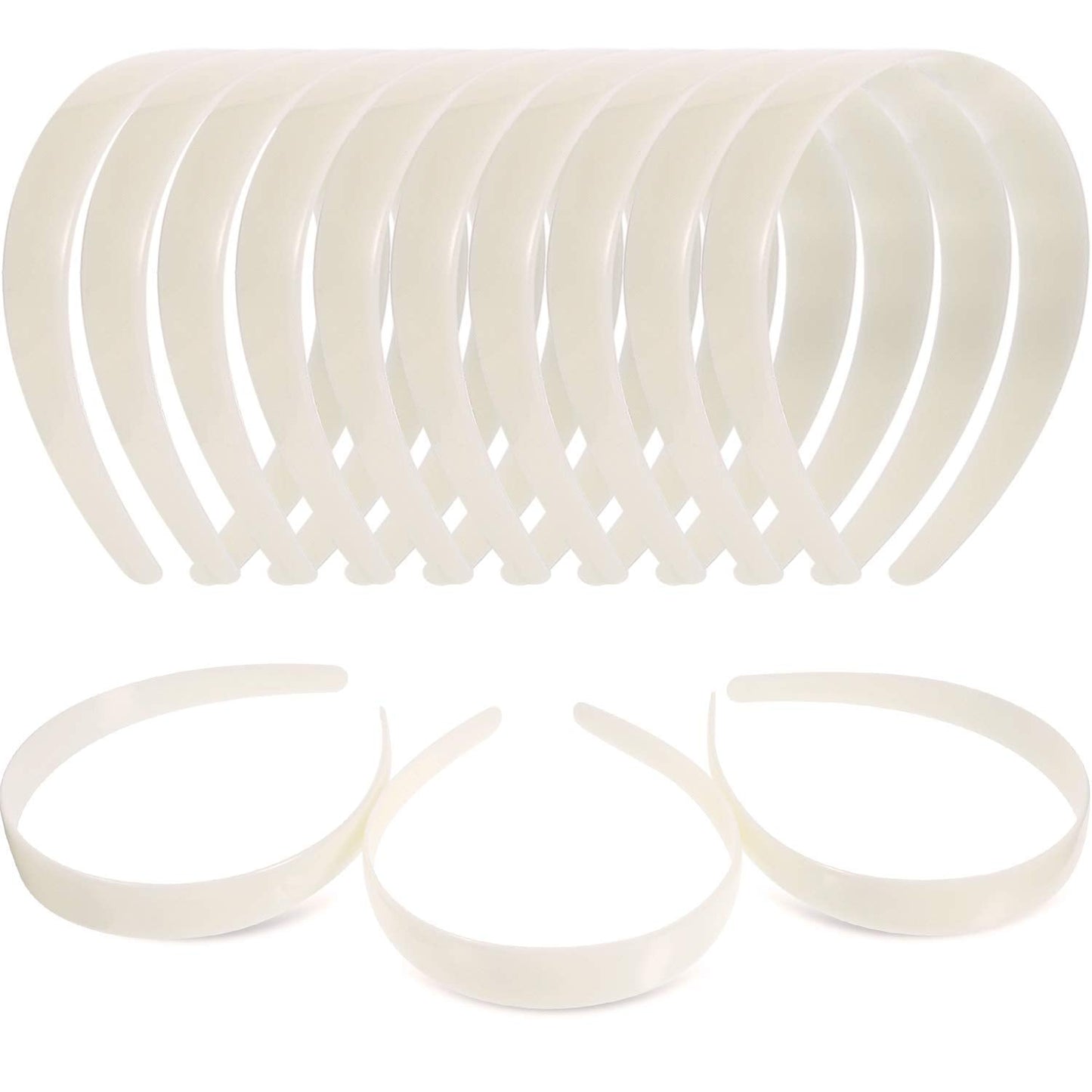 HESTYA White Craft Plastic Headbands 1 Inch Plain No Teeth DIY Hair Bands Plain Headbands (40 Pieces)