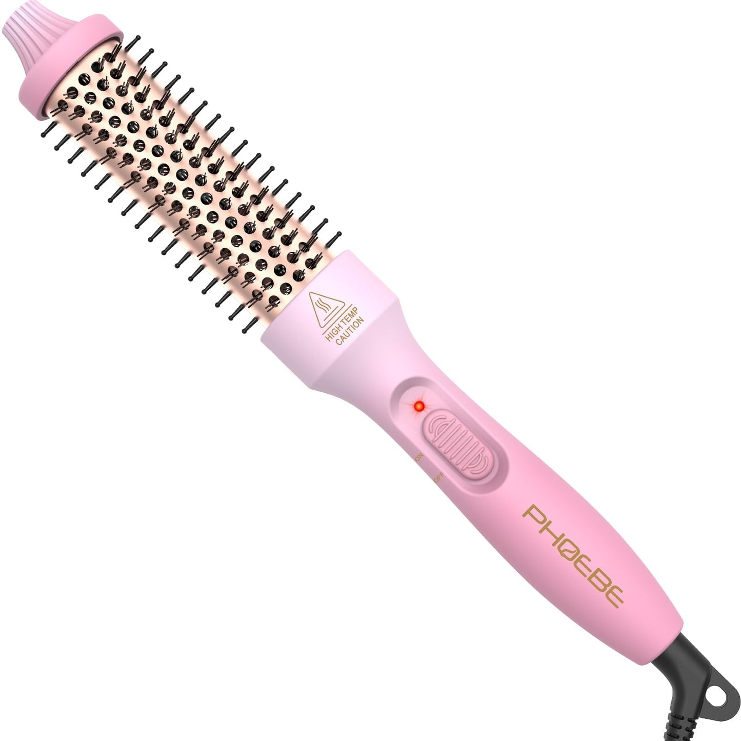 PHOEBE 1.25 Inch Curling Iron Brush Ceramic 1 1/4 Inch Double PTC Heated Hair Curling Comb Tourmaline Ionic Hair Curler Curling Iron Dual Voltage for Traveling On Long, Medium Hair - Pink