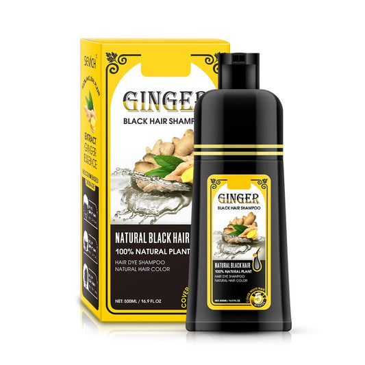 Ginger Black Hair Shampoo,Hair Color Dye Semi Permanent Shampoo,Instanty Black Hair Color Matter agent Last 30 days,5 Minutes Finsh 500ml.(Ginger fragrance)