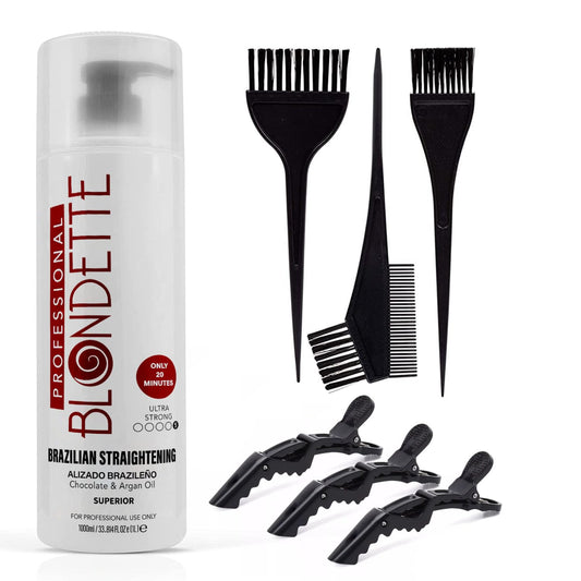 VALUE PACK Brazilian Keratin Hair Smoothing Treatment Blowout Straightening System - Strong 32 fl oz - Application Set (Chocolate & Argan Oil)