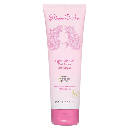 Rizos Curls Light Hold Gel, Defines with Flexible Hold, Flake-Free and Frizz-Free Voluminous Curls, Moisturize and Combat Humidity with Aloe Vera & Flaxseed, 8 oz