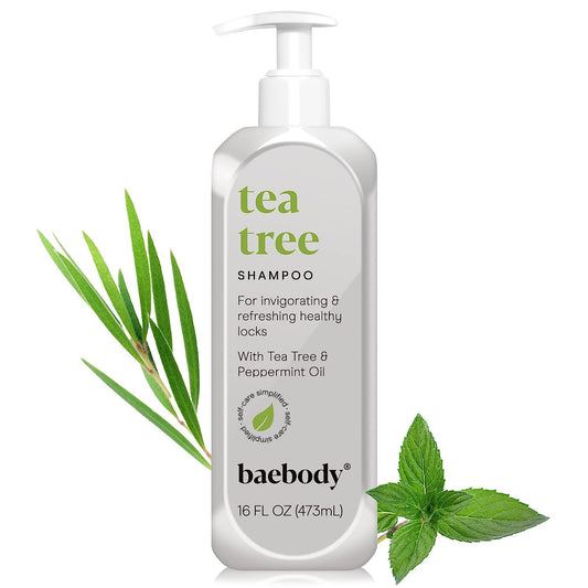 Baebody Award Winning Tea Tree Shampoo - Clarifying Shampoo For Build-Up, Dry Scalp Shampoo For Oily Hair - Vegan Tea Tree Oil Anti-Dandruff Shampoo For Men/Women