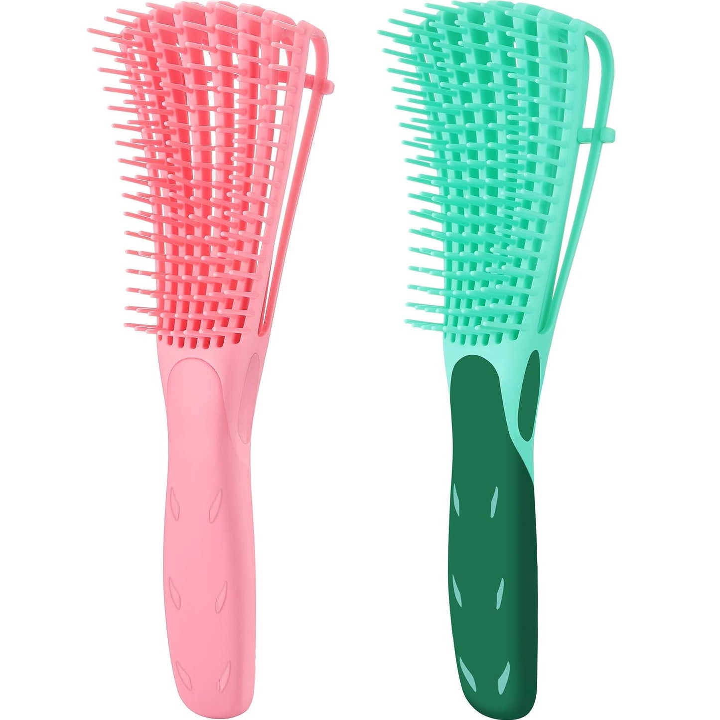 2 Pack Detangling Brush for Curly Hair, ez Detangler Brush Hair Detangler, Afro Textured 3a to 4c Kinky Wavy for Wet/Dry/Long Thick Curly Hair, Exfoliating for Beautiful and Shiny Curls (Green, Pink)