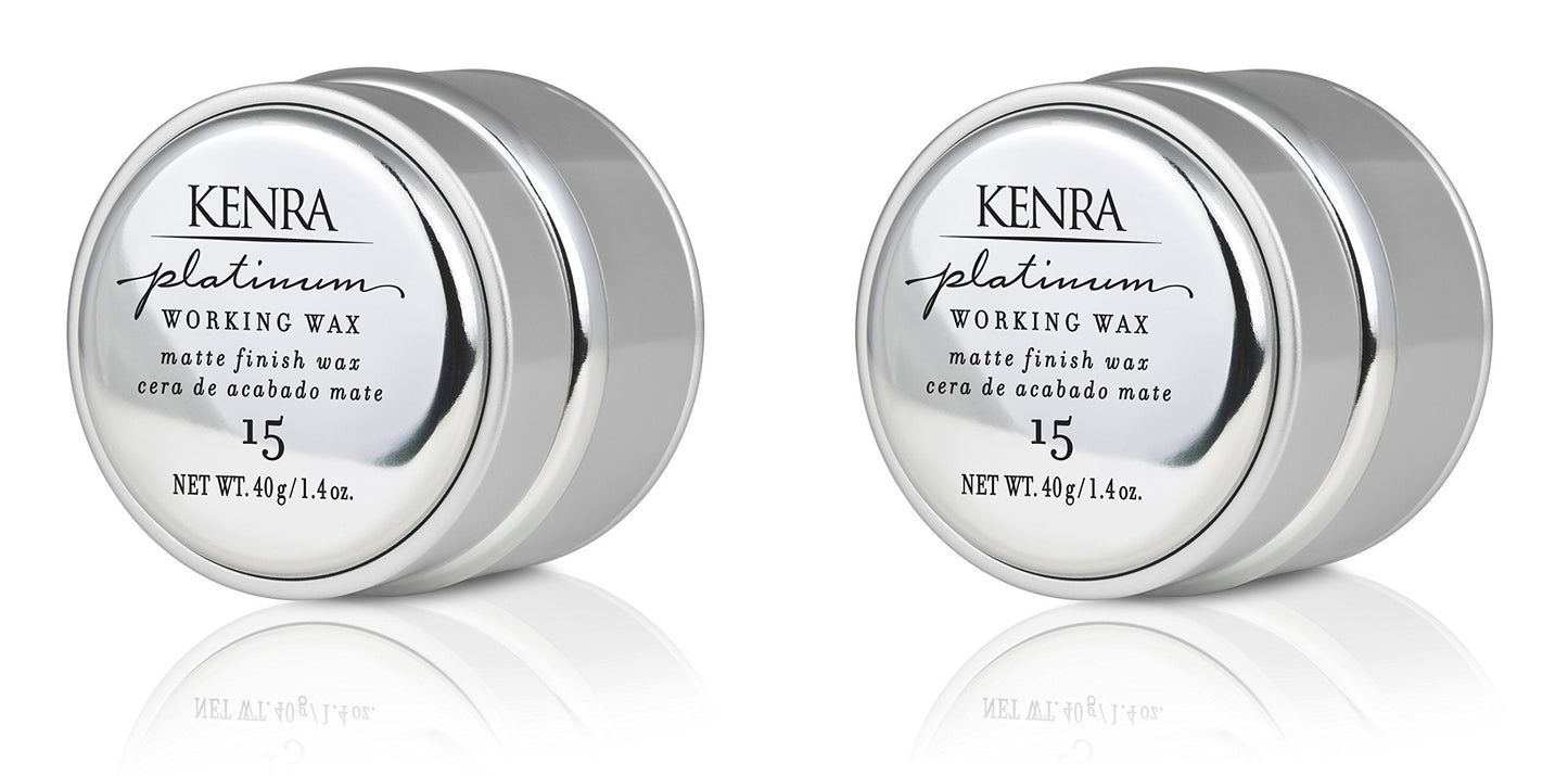 Kenra Platinum Working Wax 15 | Matte Finish Styler | Provides Medium, Flexible Hold | Non-Greasy | Crème-Based Formula To Texturize & Mold Styles | All Hair Types | 1.4 fl. Oz (2-Pack)