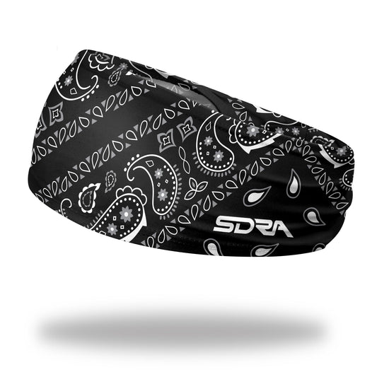 Suddora Paisley Print Bandana Headband, Multi-Sport Boho Style Bandana for Indoor Outdoor Use, Breathable & Non-Slip Fabric, Unisex Head Accessory for Bikers, Halloween (Black)