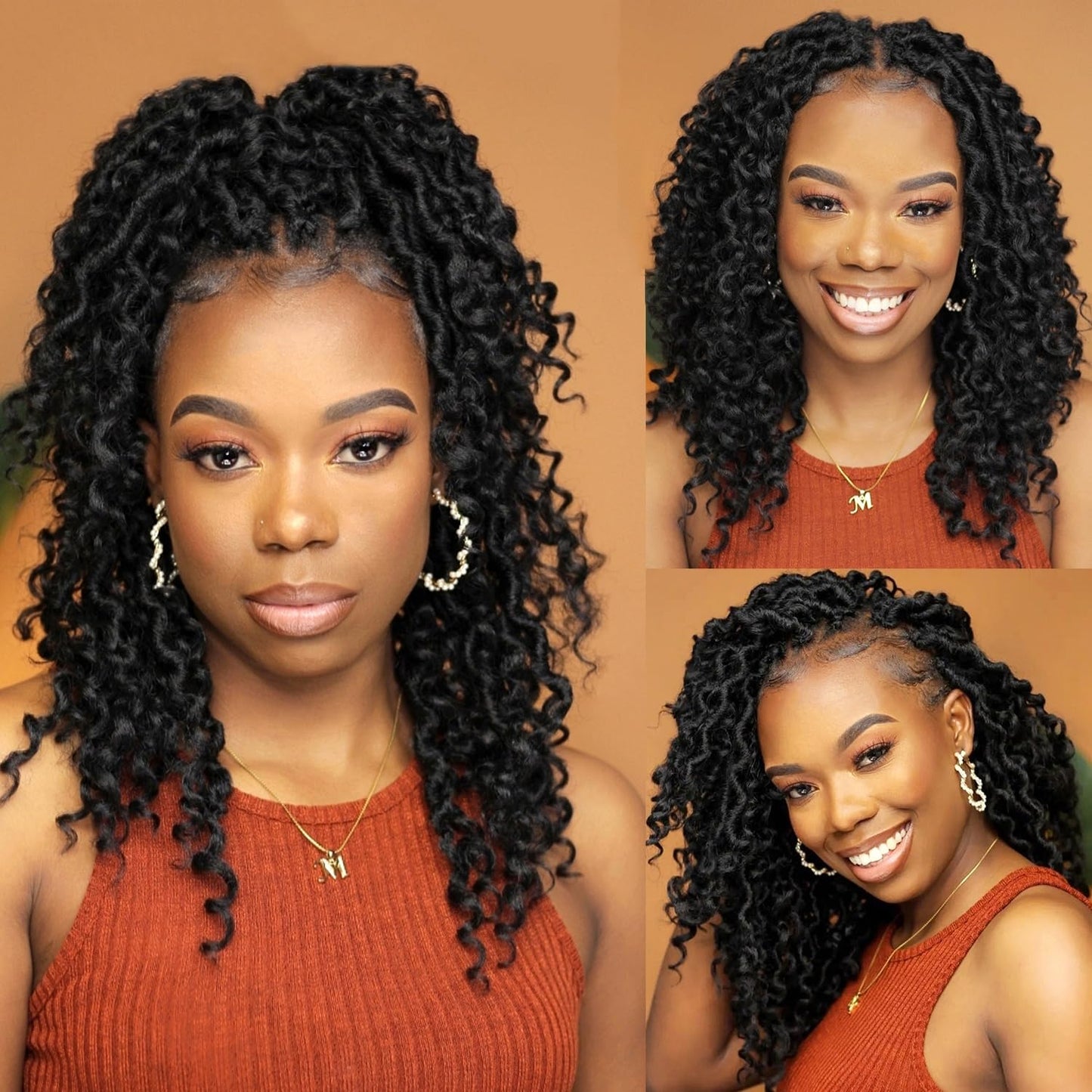 Forevery Faux Locs Crochet Hair 12 Inch Goddess Locs Crochet Hair 6 Packs Prelooped Crochet Hair for Black Women, River locs Crochet Hair With Curly Ends (12 Inch, 1B)