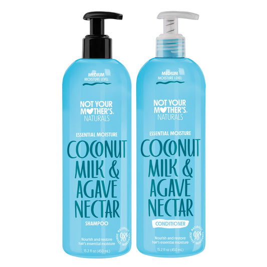 Not Your Mother's Naturals Frizz Control Shampoo and Conditioner Sets - 2 Pack - 98% Naturally Derived Ingredients, Sulfate-Free Shampoo & Conditioner for All Hair Types (Coconut Milk & Agave)