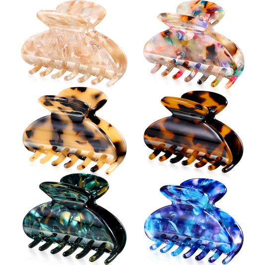 6 Pieces Tortoise Shell Hair Claw Clip for Women 2 Inch Hair Clip Tortoise Hair Medium Banana Claw Clips for Hair French Resin Clamp for Girls, Assorted Design