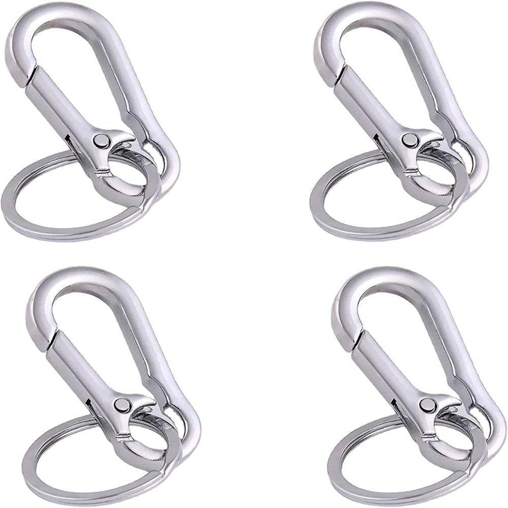 Happon 2 Pcs Silver Metal Carabiner Clip Keyring Keychain Chain Holder Organizer for Car Keys Finder