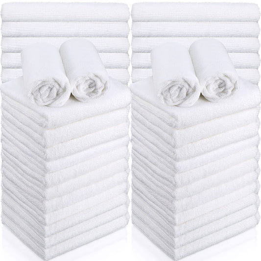 Shimeyao 36 Pack Bleach Proof Salon Towels, Microfiber Absorbent Towels for Hair Facial, Lint Free Hand Towels, Bleach Resistant Gym Towel for Home Salon Spa Barber, 16 x 27 Inches(White)