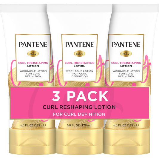 Pantene Pro-V Curl Cream Hair Lotion, Moisturizing Curl Defining Cream, Anti Frizz for Wavy or Curly Hair, with Vitamin B5, Pack of 3, 18 oz Total