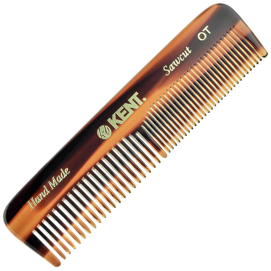 Kent A OT Double Tooth Hair Pocket Comb, Small Fine/Wide Tooth Comb For Hair, Beard and Mustache, Coarse/Fine Hair Grooming Comb for Men, Women and Kids. Saw Cut Hand Polished. Handmade in England