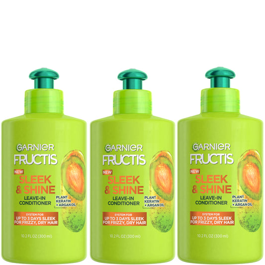 Garnier Fructis Sleek and Shine Intensely Smooth Leave-In Conditioning Cream, 10.2 Ounce (Pack of 3) (Packaging May Vary)