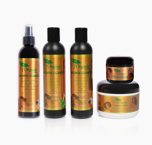 J'Organic Solutions 5-Piece Kids Curl Care Kit - Leave-In Conditioner, Hair Moisturizer, Scalp Stimulator, Curly Hair Shampoo & Conditioner for Kinky, Coily, Wavy, Curly & All Hair Types For Kids