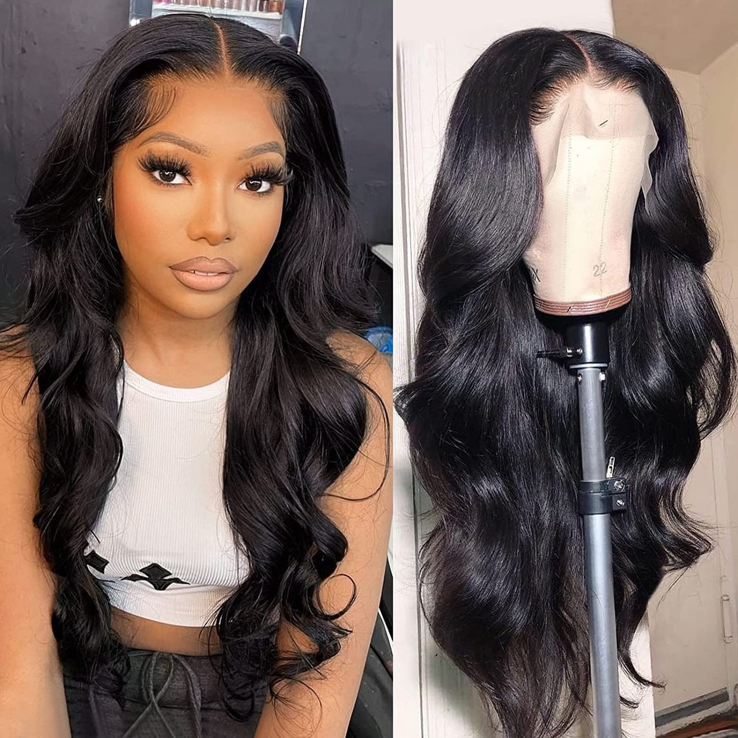 Eyefanniy 13X4 Lace Front Wigs Human Hair Body Wave HD Transparent Lace Frontal Wigs for Black Women Pre Plucked Natural Hairline with Baby Hair 180% Density (18 Inch)