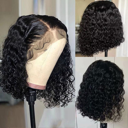 Bob Wig Short Curly 13x4 Transparent Lace Front Wigs For Black Women 10inch Glueles Deep Wave HD Lace Frontal Wig Pre Plucked With Baby Hair Natural Hairline 150% Density