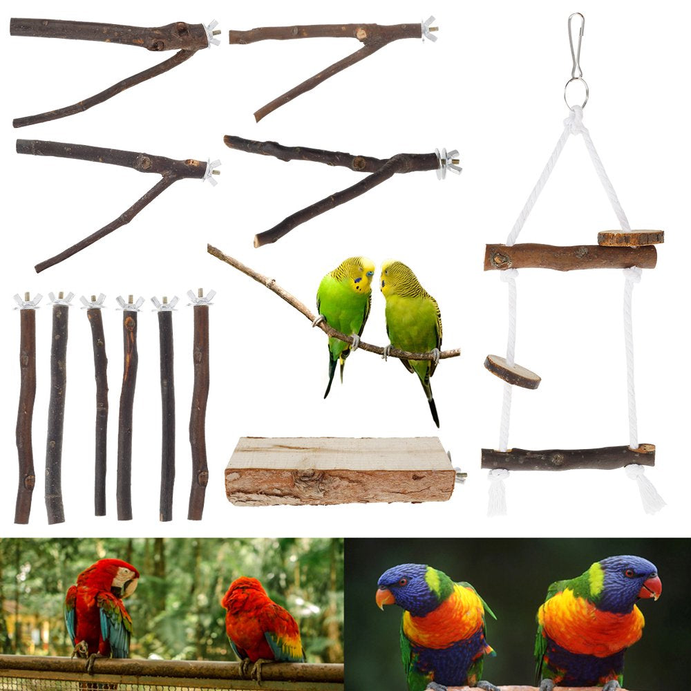 Harupink Parrot Bird Perches Natural Wood Bird Standing Stick Parrot Perch Stand Platform Wooden Exercise Climbing Paw Grinding Toy Birdcage Accessories for Parakeet Parrot Budgie Lovebirds
