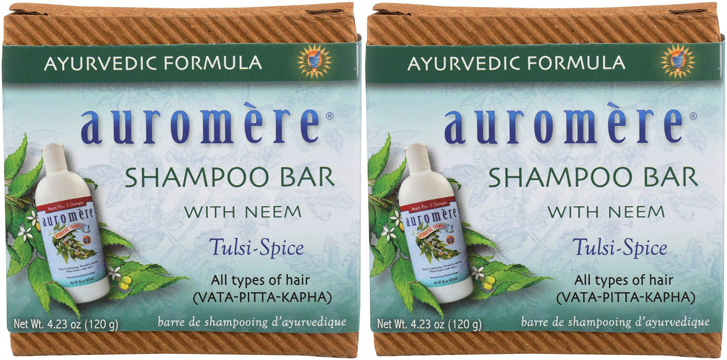 Auromere Ayurvedic Shampoo Bar - Eco Friendly, Handmade, Vegan, Cruelty Free, Natural, Non GMO, All in One Bar for Soap and Shampoo (4.23 oz), 2 pack