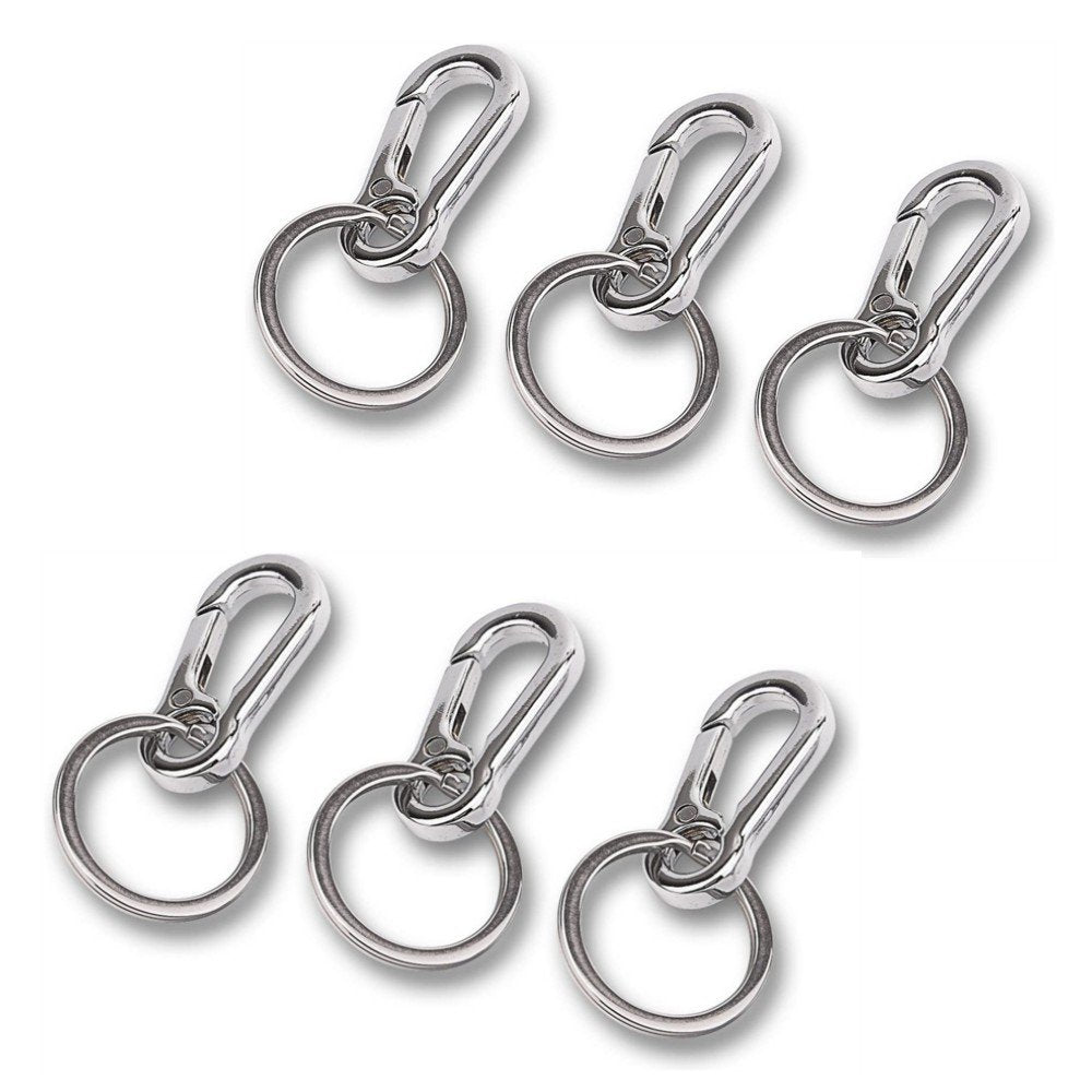 Happon 2 Pcs Silver Metal Carabiner Clip Keyring Keychain Chain Holder Organizer for Car Keys Finder