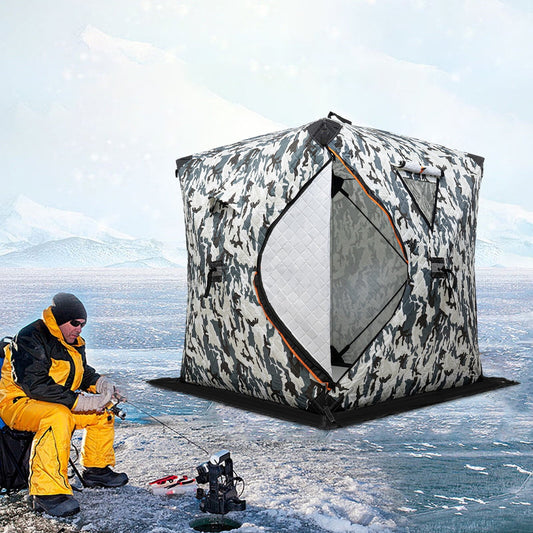 Aiqidi Portable 2 Person Ice Fishing Tent Insulated Ice Shelter Outdoor Thermal Ice Fishing Shanty House with Handbag, Camouflage