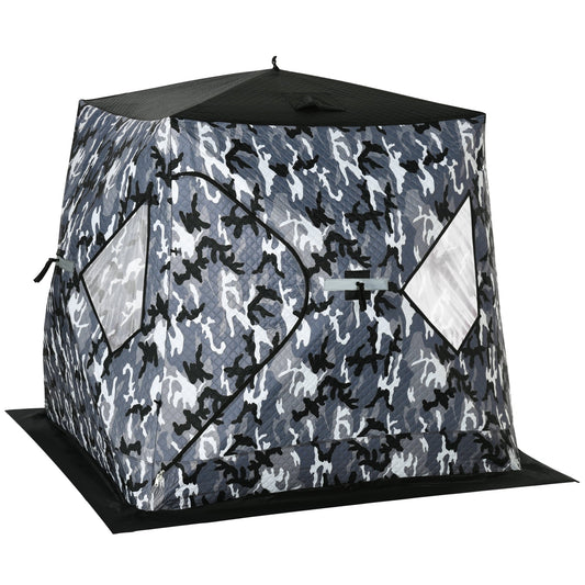 Outsunny 2 Man Insulated Pop Up Ice Fishing Tent, Camouflage