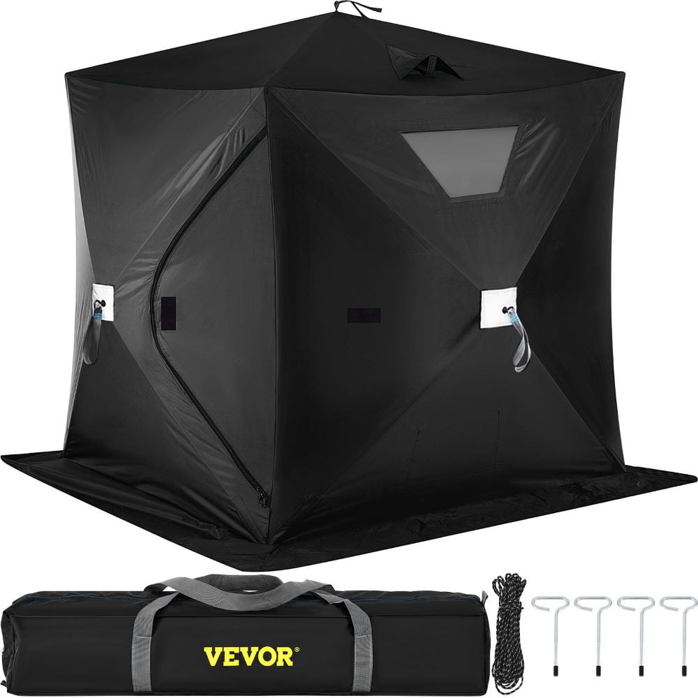 VEVOR 2-3 Person Ice Fishing Shelter, Pop-Up Portable Insulated Ice Fishing Tent, Waterproof Oxford Fabric, 58X58X66 inch