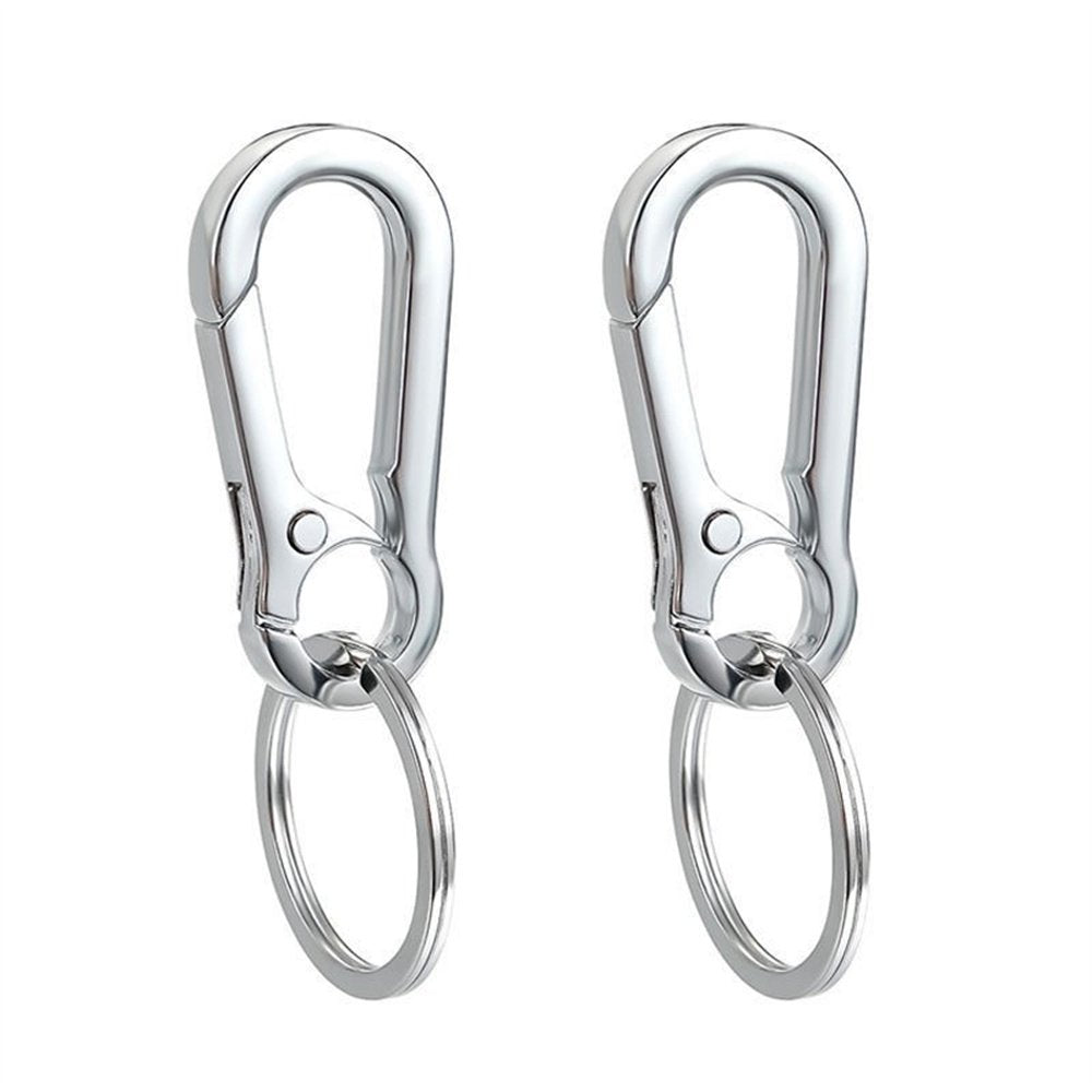 Happon 2 Pcs Silver Metal Carabiner Clip Keyring Keychain Chain Holder Organizer for Car Keys Finder