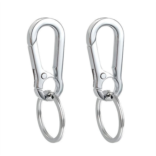 Happon 2 Pcs Silver Metal Carabiner Clip Keyring Keychain Chain Holder Organizer for Car Keys Finder