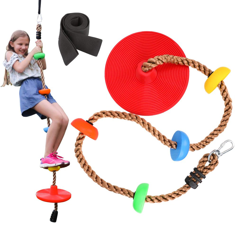 Sorbus Disc Rope Swing Seat - Kids Tree Climbing Rope, Zip Line Play Set with Seat, outside Monkey Treehouse Play Swings for Outdoor Backyard, Playground Fun, over 6Ft, Red
