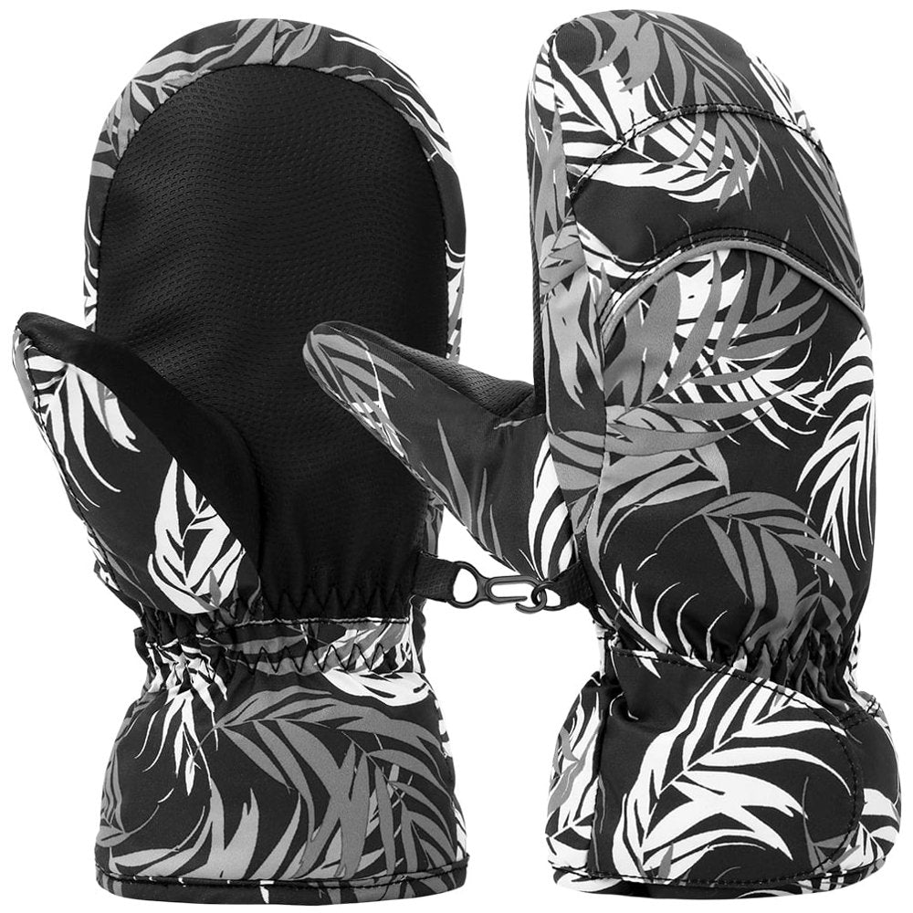 Kids Ski Gloves, Thick Thinsulate Lined Waterproof Windproof Winter Mittens for Kids between 4-5 Years Old, Red, M