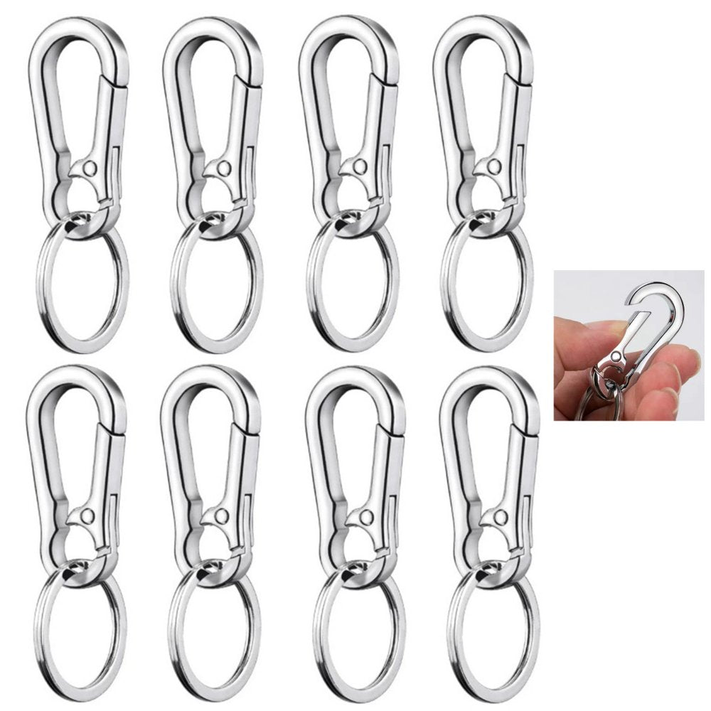 Happon 2 Pcs Silver Metal Carabiner Clip Keyring Keychain Chain Holder Organizer for Car Keys Finder