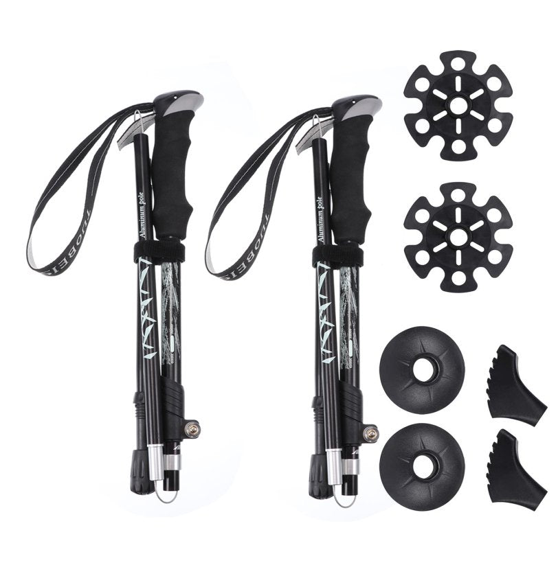 2Pc/Pair 130CM Trekking Aluminum Alloy Climbing Stick Telescopic Running Trail Canes Shockproof Hiking Accessories