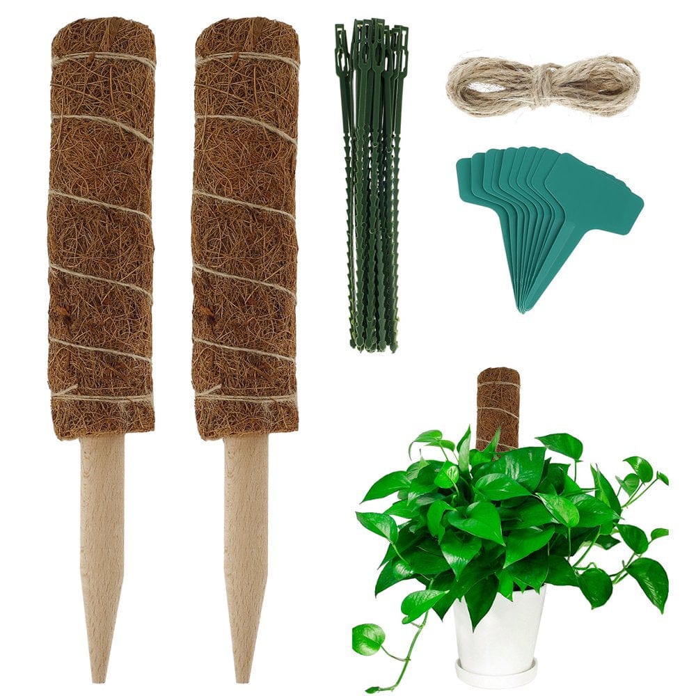 Gotydi 2Pcs Moss Pole, 30/40CM Coco Coir Plant Sticks with Plant Ties and Labels, Plant Support Extension Accessories for Climbing Plants & Indoor Plants