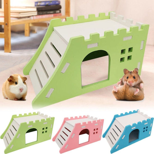 Meidiya Fun Hamsters House DIY Wooden Gerbil Hideout Rainbow Climbing Ladder,Pet Sport Exercise Toys,Sugar Glider Hut Cage Accessories for Hamster Guinea-Pig Hedgehog Small Animal Sleeping Playing