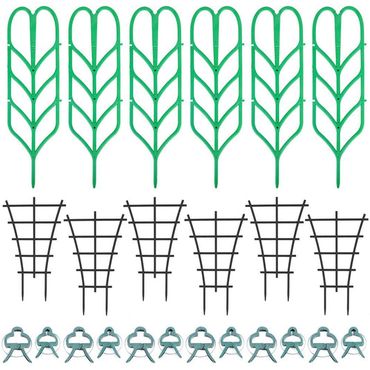 Miuline 12Pcs Garden Plant Support Stakes DIY Plant Trellis with 12 Clips Mini Plant Climbing Rack Plastic Durable Plant Support Frame Garden Tools for Houseplants and Vines