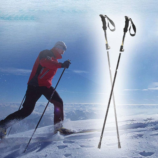 Outdoor Winter Handle Ski Poles 5 Knots Aluminum Folding Mountaineering Crutch Climbing Climbing Goods Accessories