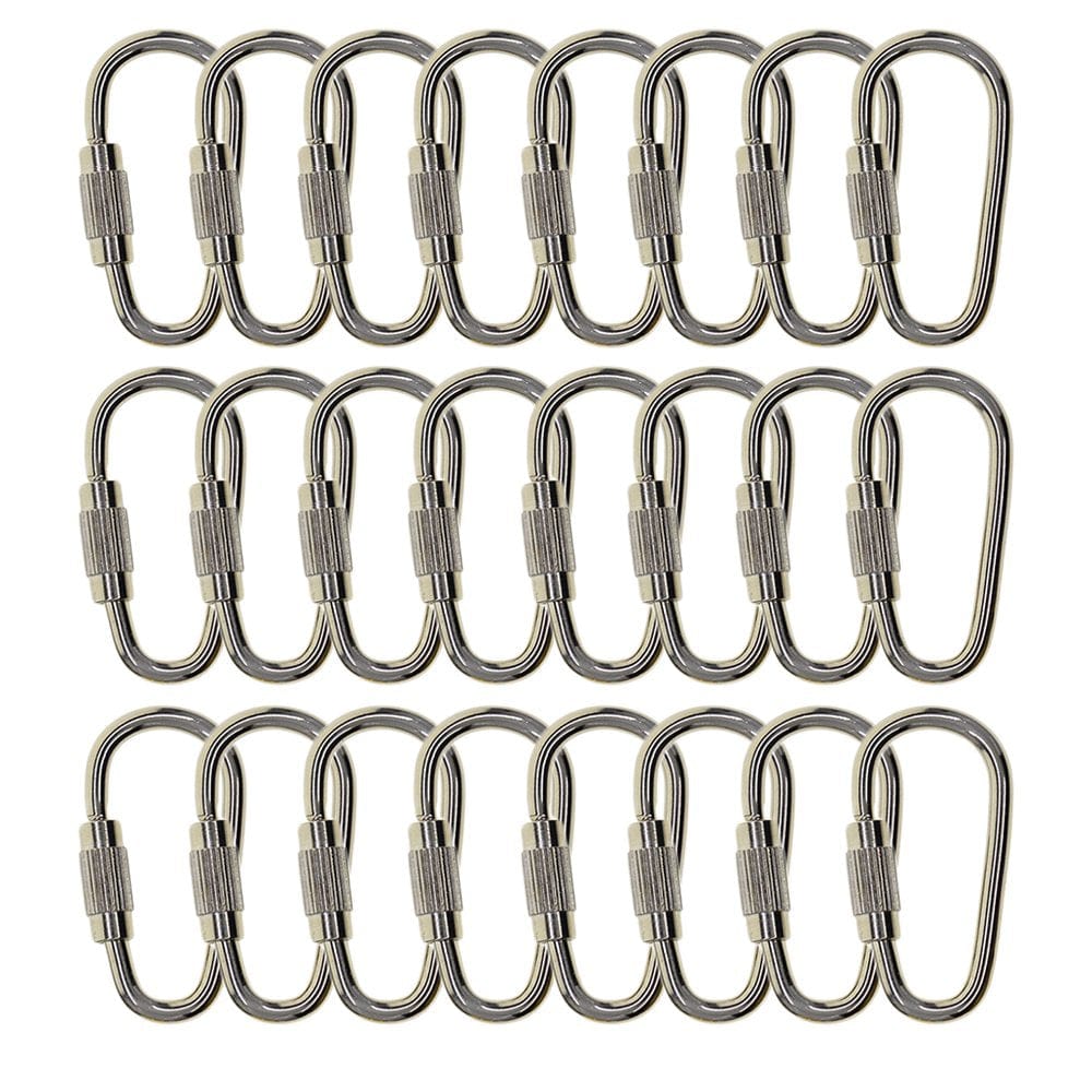 Pack of 24 D Locking Carabiner Snap Hooks Spring Lock Climbing Carabiners Clips Gifts Sports