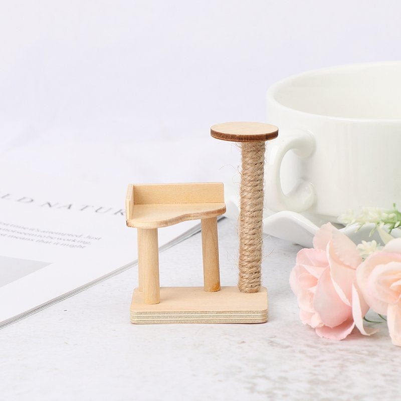Party Yeah 1:12 Dollhouse Miniature Wooden Cat Climbing Frame Model Decoration Accessories